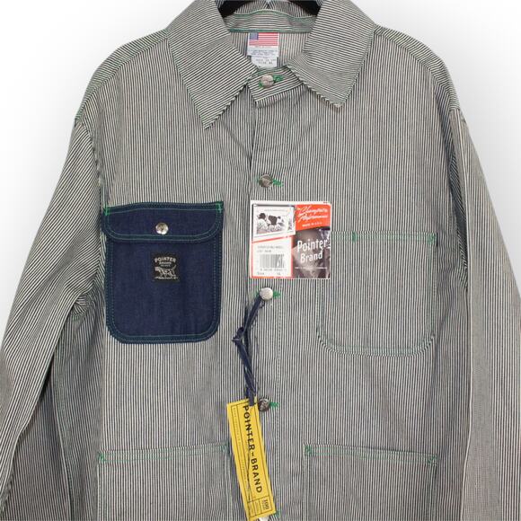 XL PointerBrand LCKing HickoryStripe ChoreCoat DoubleNeedle GreenStitch USA - Picture 2 of 16